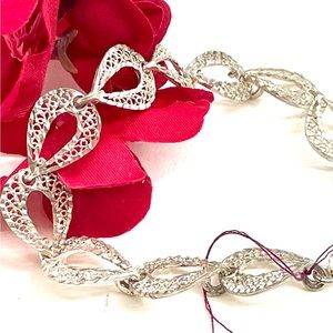 Sterling Filigree Heart Bracelet